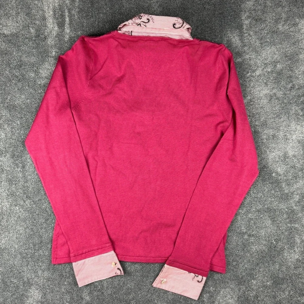 Charter‎ Club Petite Pink Silk Blend Layered Look Sweater Floral Trim P/S